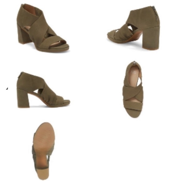 NWOT Eileen Fisher Olive Green Marla Block Heel Sandal - Picture 2 of 8